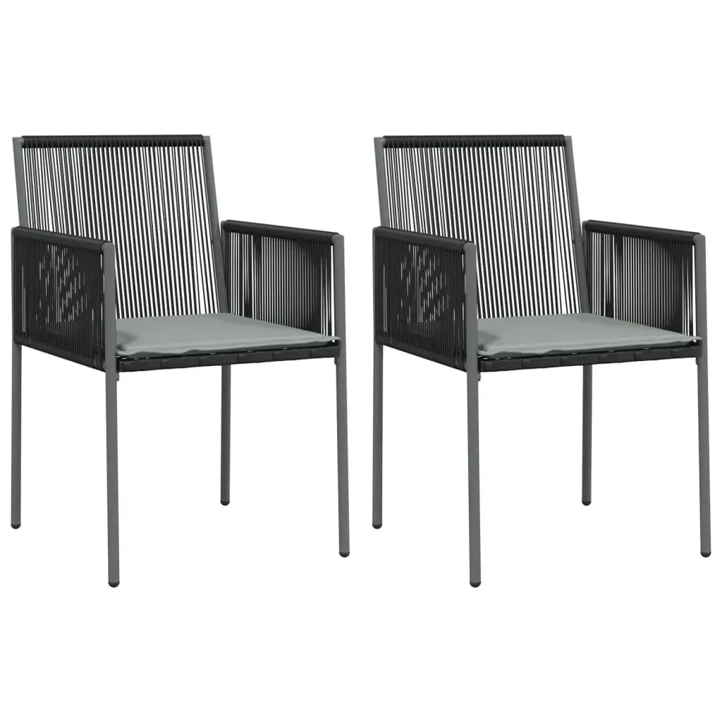 Garden Dining Set Outdoor Use 3 Piece Black PE Rattan Steel Frame