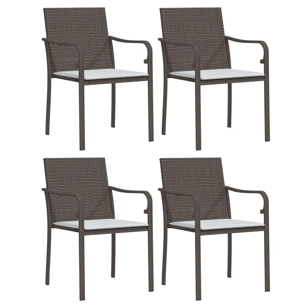 4 Piece Patio Seating Set for Outdoor Use with Cushions Brown Poly Rattan Garden Chairs