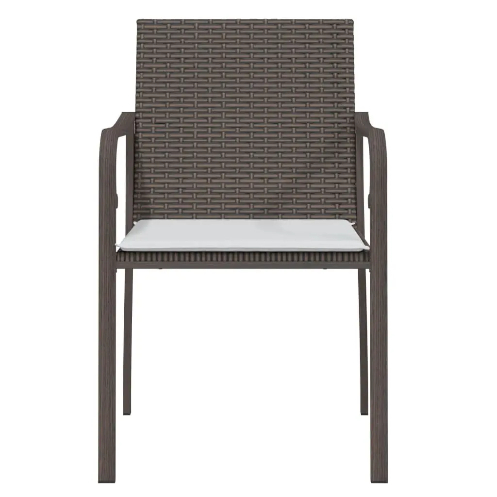4 Piece Patio Seating Set for Outdoor Use with Cushions Brown Poly Rattan Garden Chairs