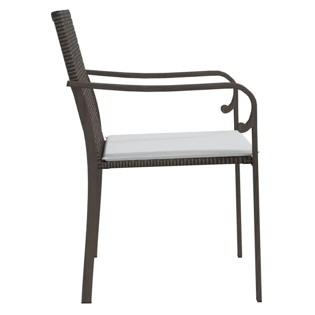 4 Piece Patio Seating Set for Outdoor Use with Cushions Brown Poly Rattan Garden Chairs