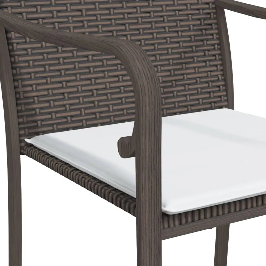 4 Piece Patio Seating Set for Outdoor Use with Cushions Brown Poly Rattan Garden Chairs
