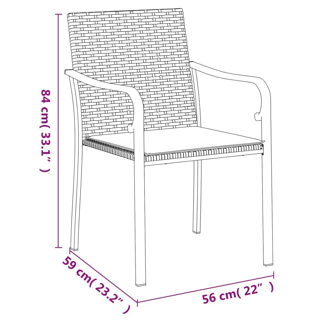 4 Piece Patio Seating Set for Outdoor Use with Cushions Brown Poly Rattan Garden Chairs
