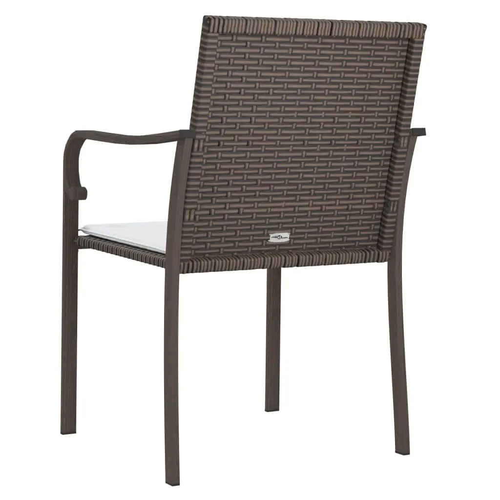 6 Piece Brown Poly Rattan Patio Chairs Set for Outdoor Garden with Cushions