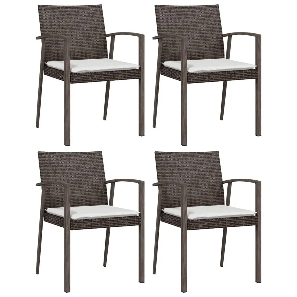 Outdoor Garden Chairs Set 4 Piece Brown Cushions Poly Rattan Patio Seating