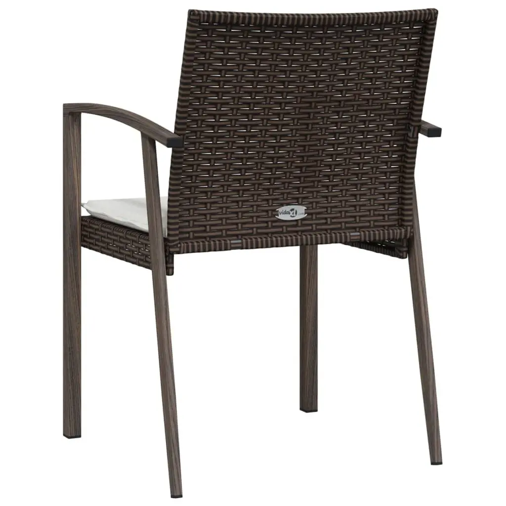 Outdoor Garden Chairs Set 4 Piece Brown Cushions Poly Rattan Patio Seating