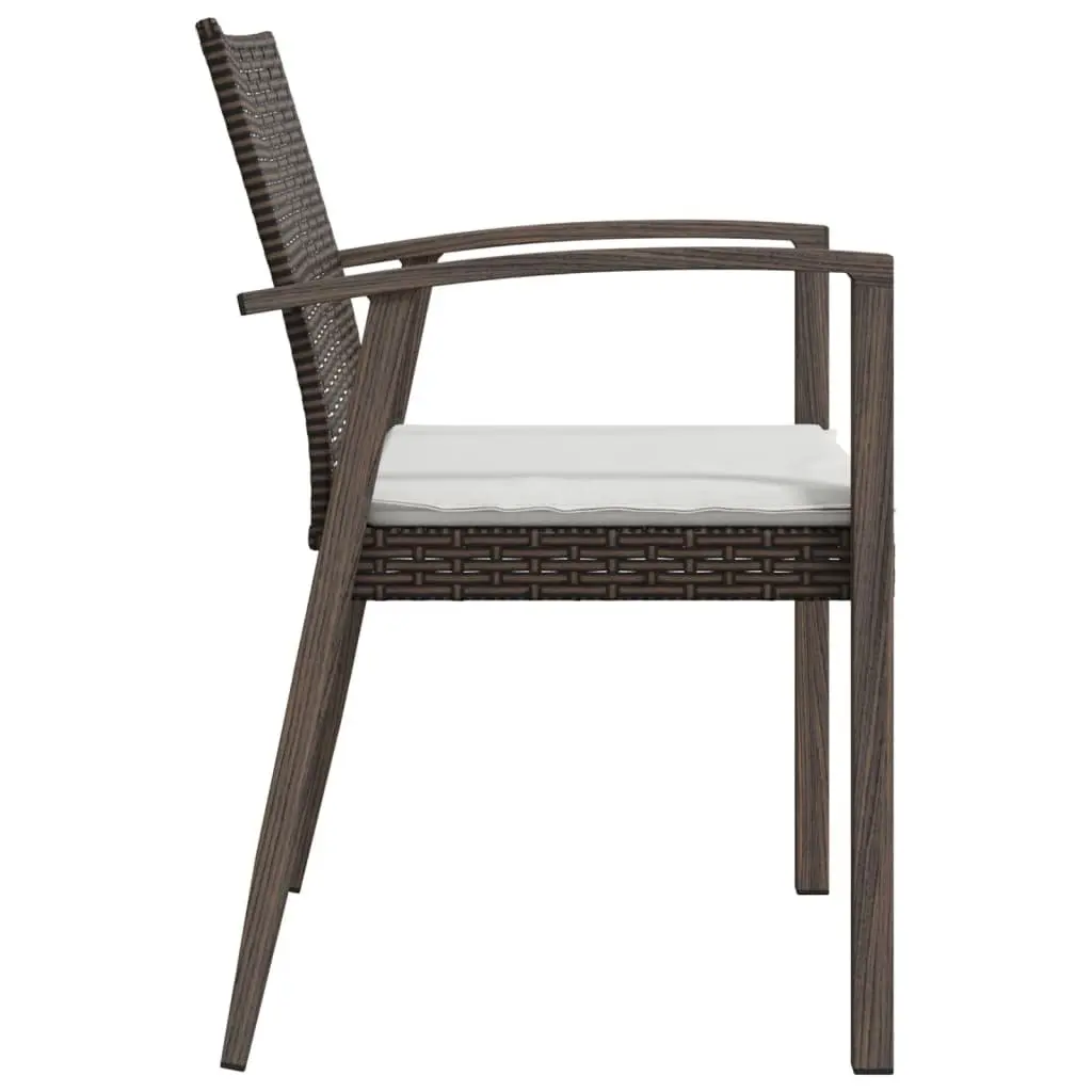 Outdoor Garden Chairs Set 4 Piece Brown Cushions Poly Rattan Patio Seating