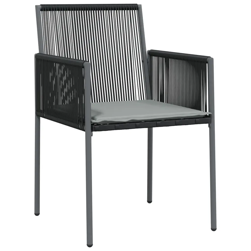 Outdoor Garden Chairs Set 4 Piece Black Poly Rattan Cushions Patio Seating
