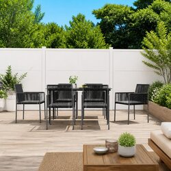 Set of 6 Durable Outdoor Garden Chairs in Black