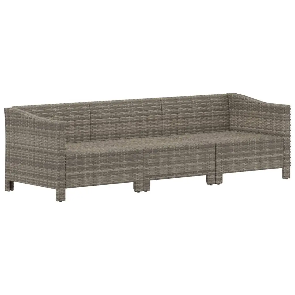 3 Piece Outdoor Garden Lounge Set Grey Poly Rattan Cushions Patio Furniture