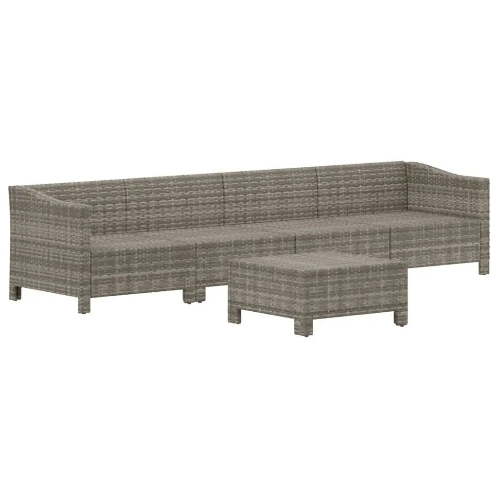 5 Piece Outdoor Garden Lounge Set for Patio Grey Poly Rattan Furniture