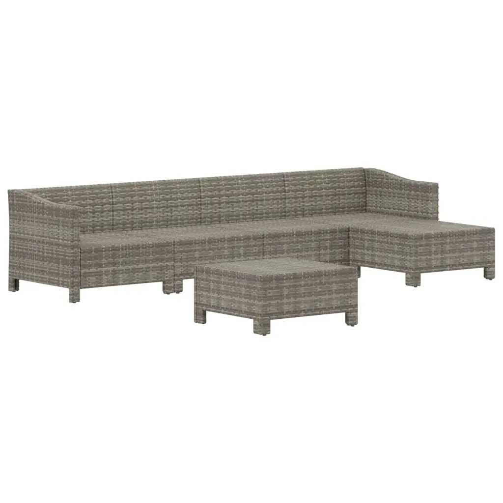 Garden Lounge Set 6 Piece Outdoor Furniture with Cushions Grey Rattan