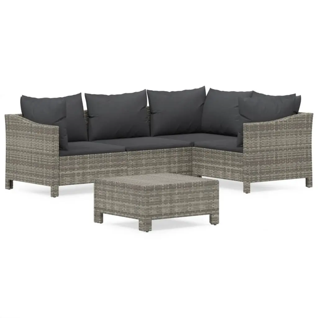 Garden Lounge Set Outdoor Furniture 5 Piece Grey Rattan Cushions Modular
