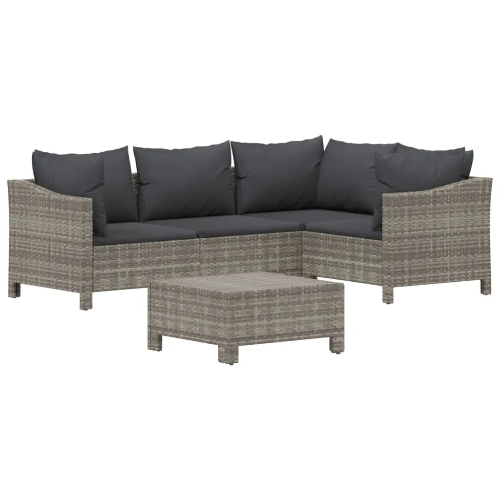 Garden Lounge Set Outdoor Furniture 5 Piece Grey Rattan Cushions Modular