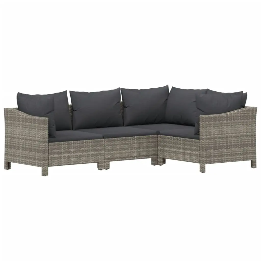 Garden Lounge Set Outdoor Furniture 5 Piece Grey Rattan Cushions Modular