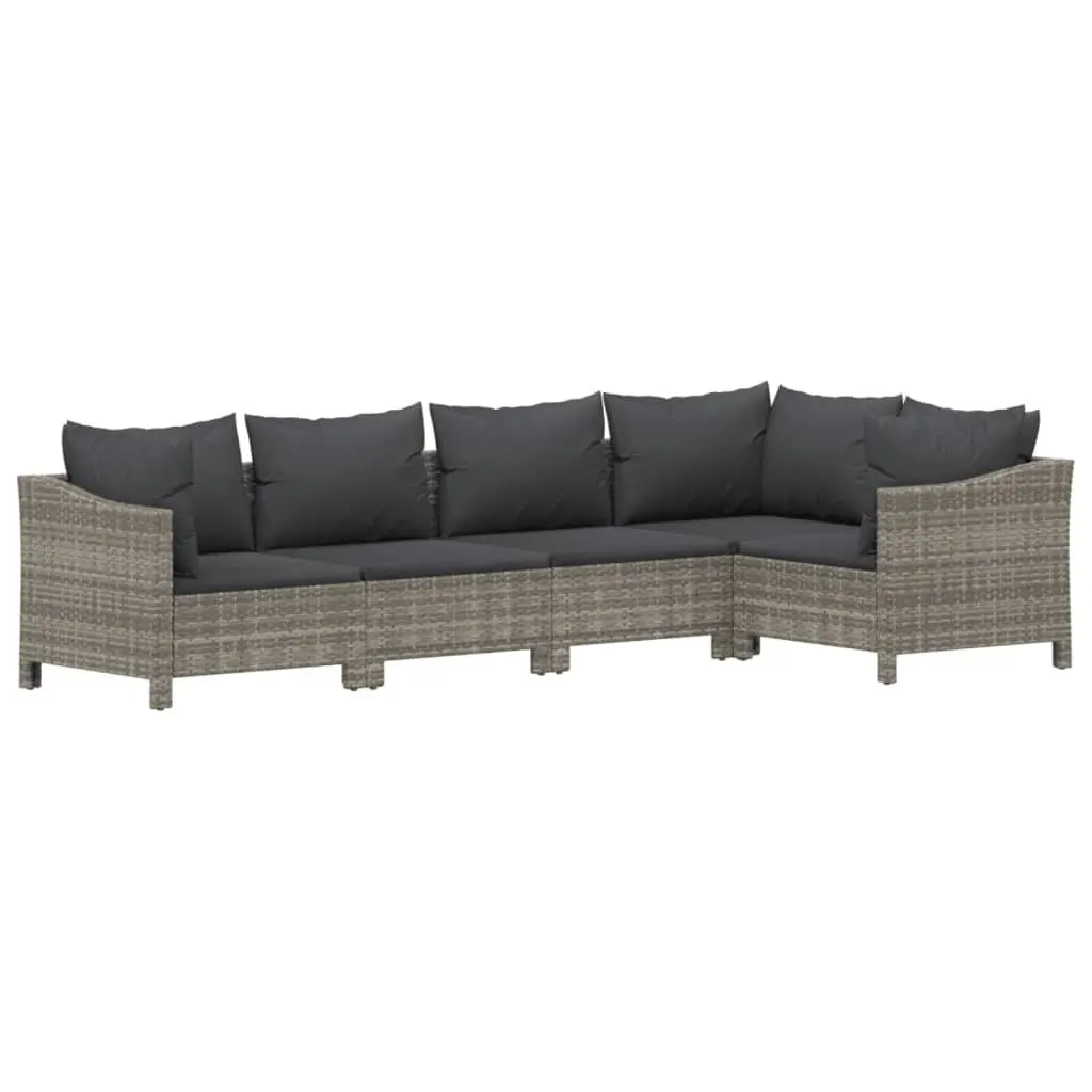 Grey Poly Rattan Garden Lounge Set 5 Piece Outdoor Furniture