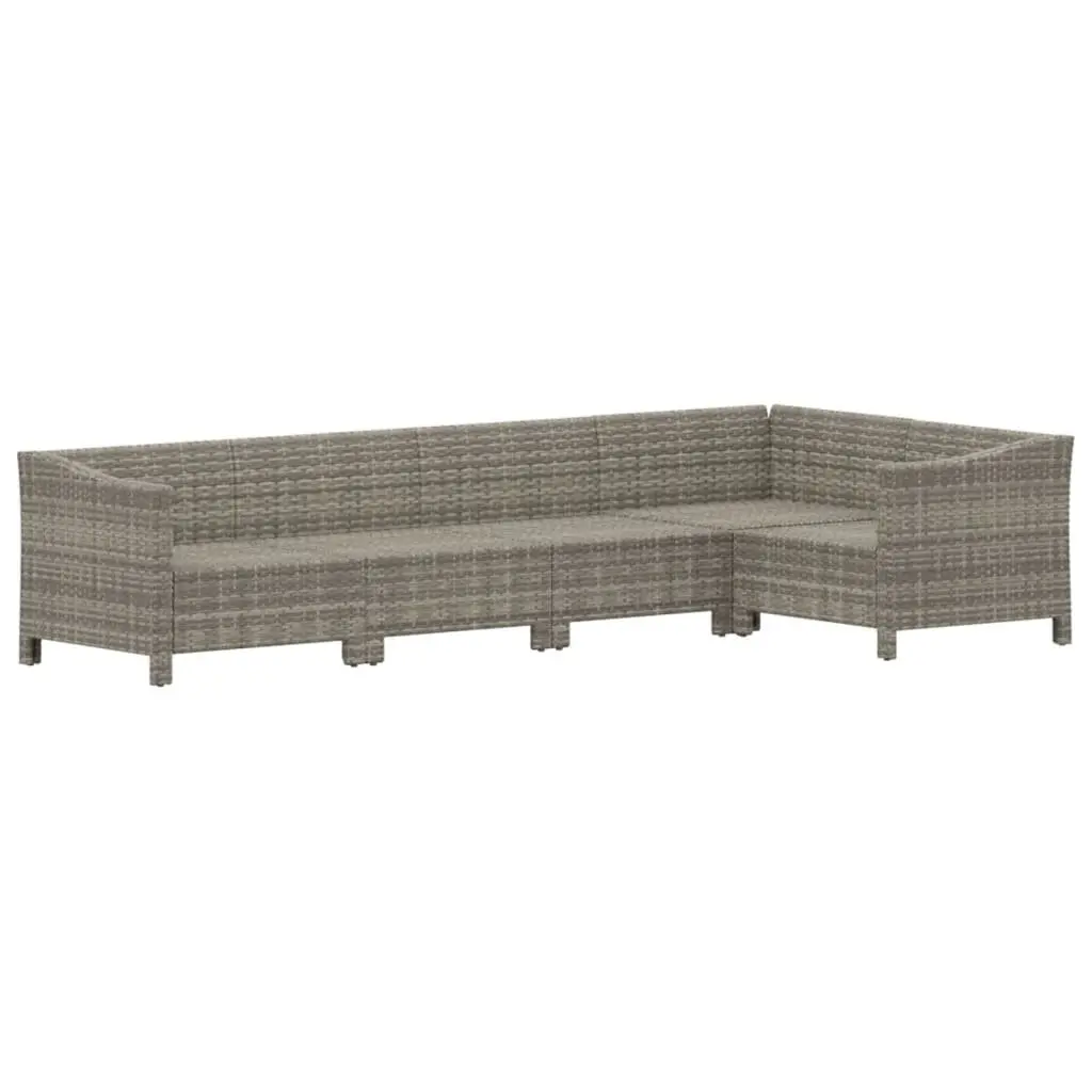 Grey Poly Rattan Garden Lounge Set 5 Piece Outdoor Furniture