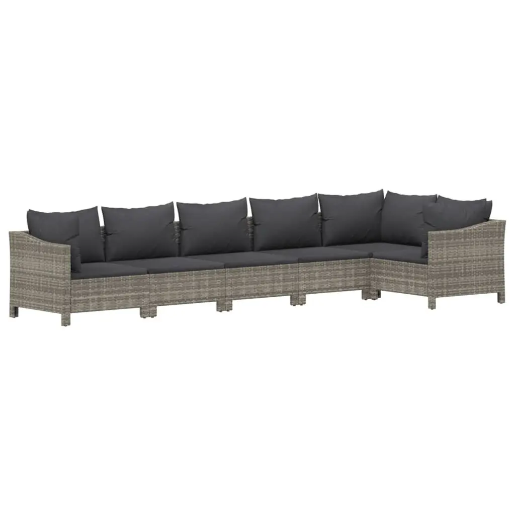 Garden Lounge Set Outdoor Furniture 6 Piece Grey Poly Rattan Modular Cushioned