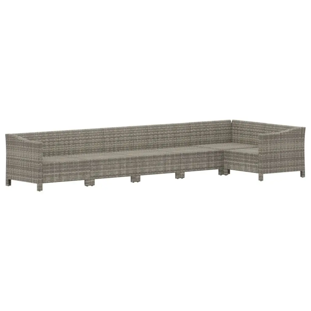 Garden Lounge Set Outdoor Furniture 6 Piece Grey Poly Rattan Modular Cushioned