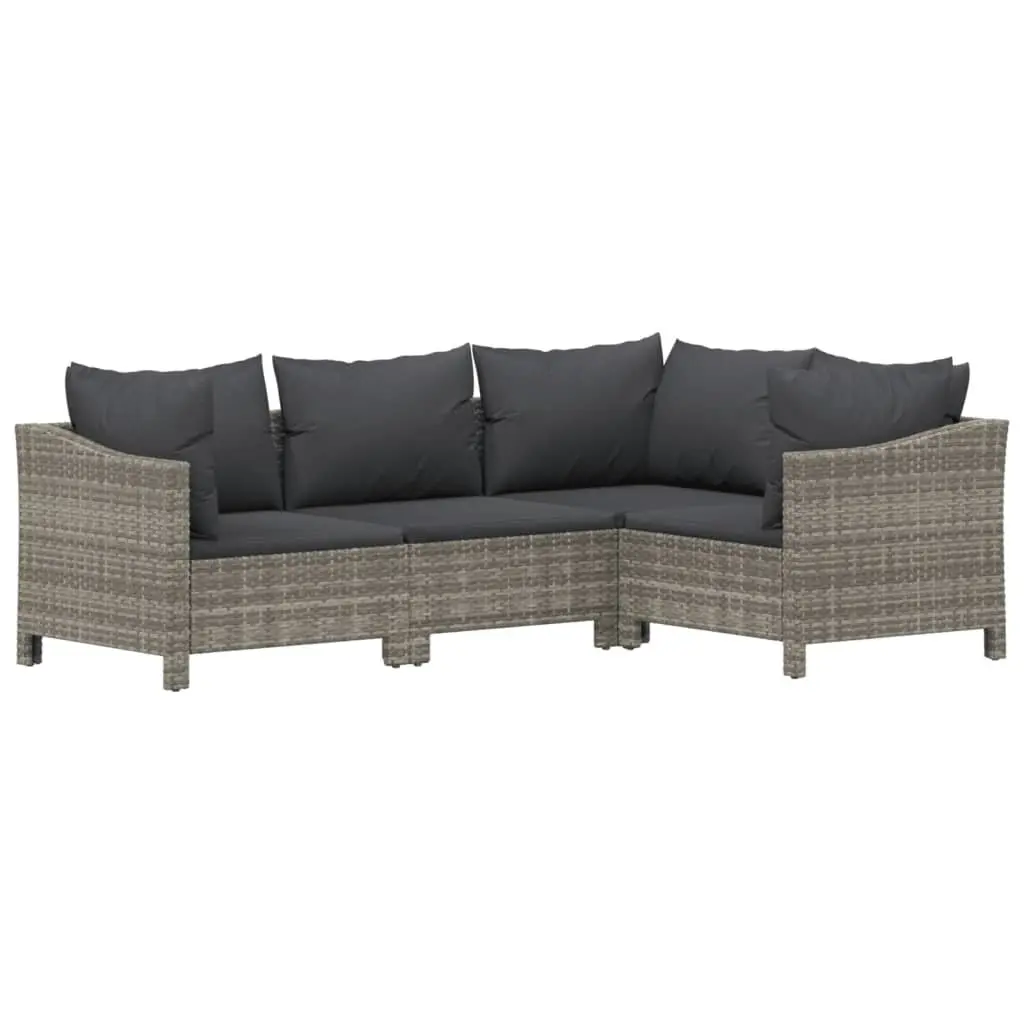 Garden Lounge Set Outdoor Furniture 6 Piece Grey Poly Rattan Modular Cushioned