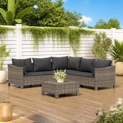 Specifications of 6 Piece Grey Poly Rattan Lounge Set