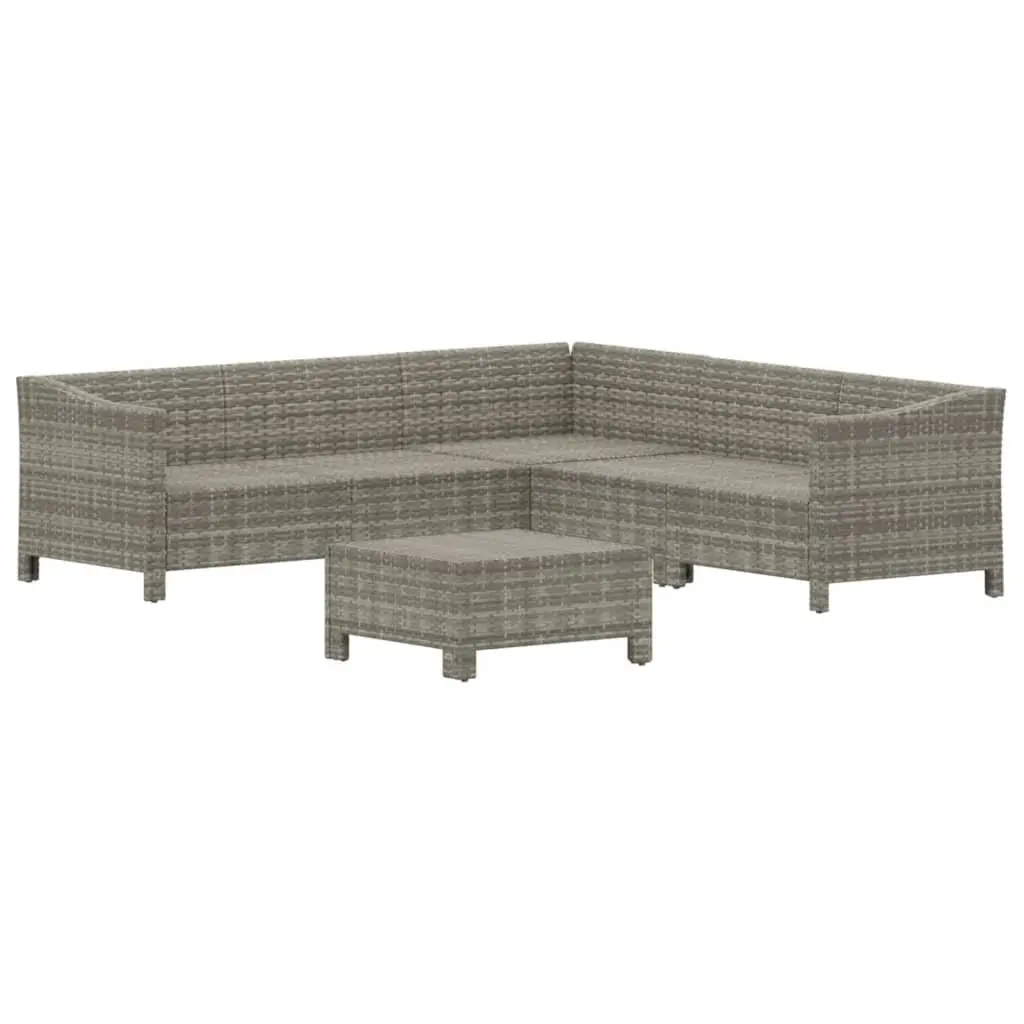 6 Piece Grey Poly Rattan Lounge Set