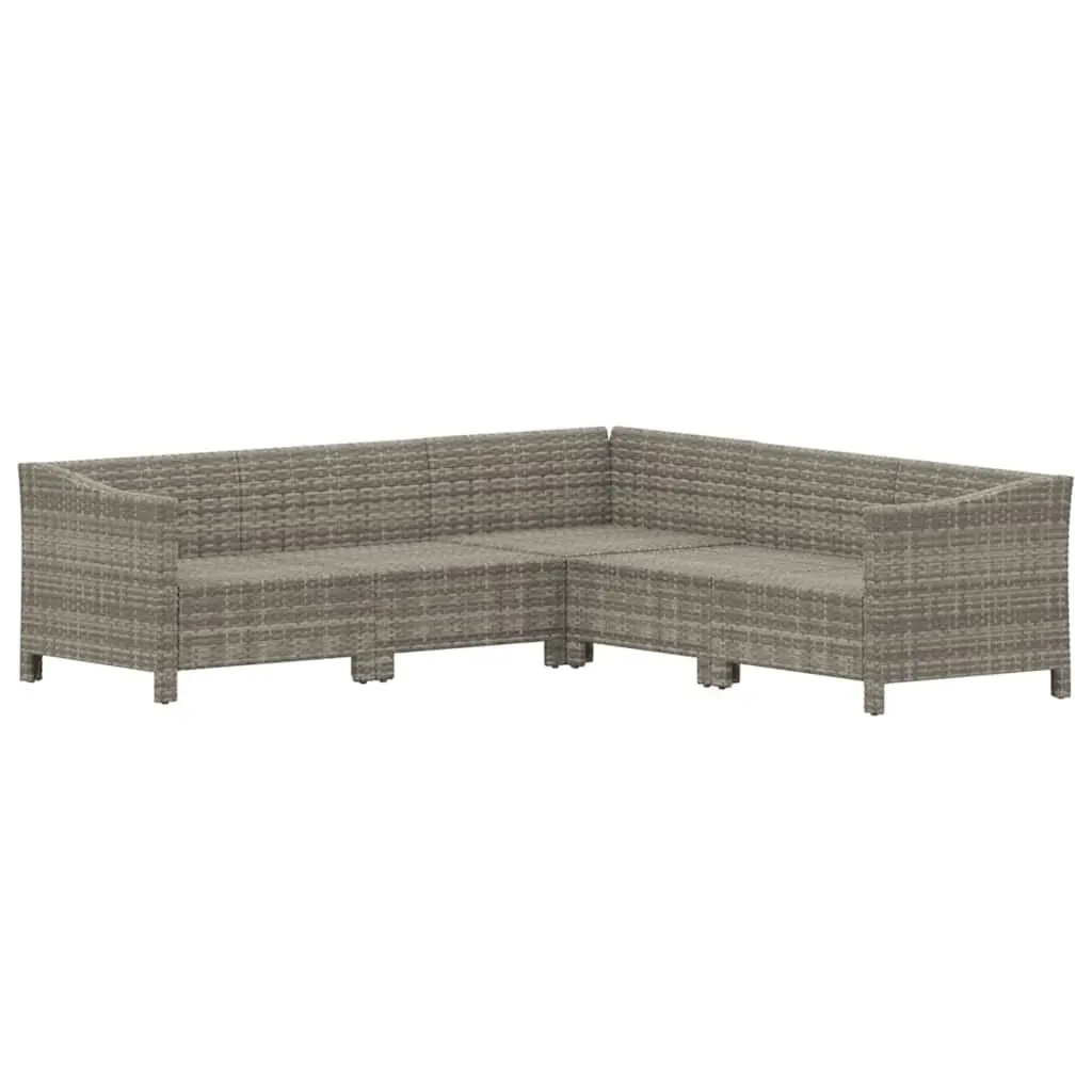 Garden Lounge Set 5 Piece Outdoor Furniture Grey Poly Rattan with Cushions