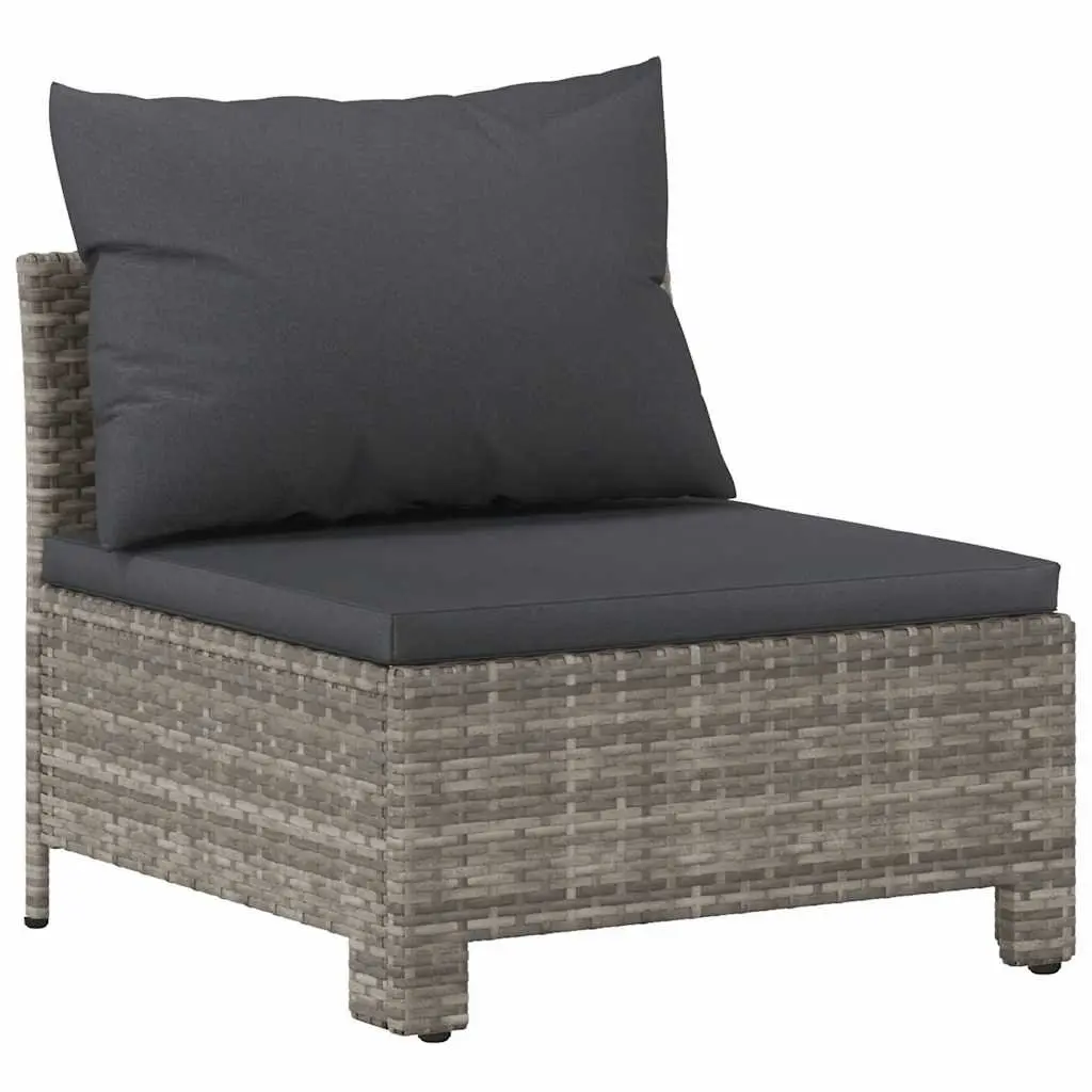 Garden Lounge Set 5 Piece Outdoor Furniture Grey Poly Rattan with Cushions
