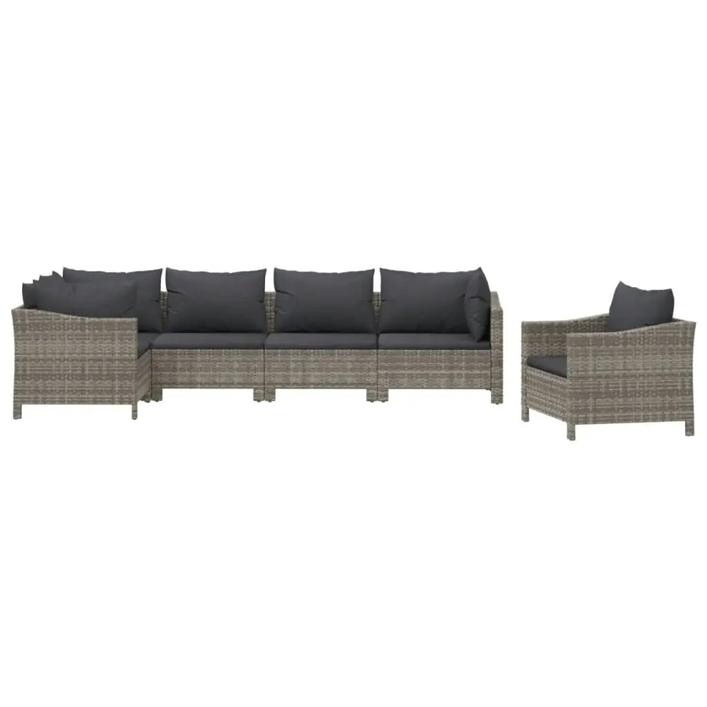 Garden Lounge Set 6 Piece Outdoor Furniture Grey Poly Rattan