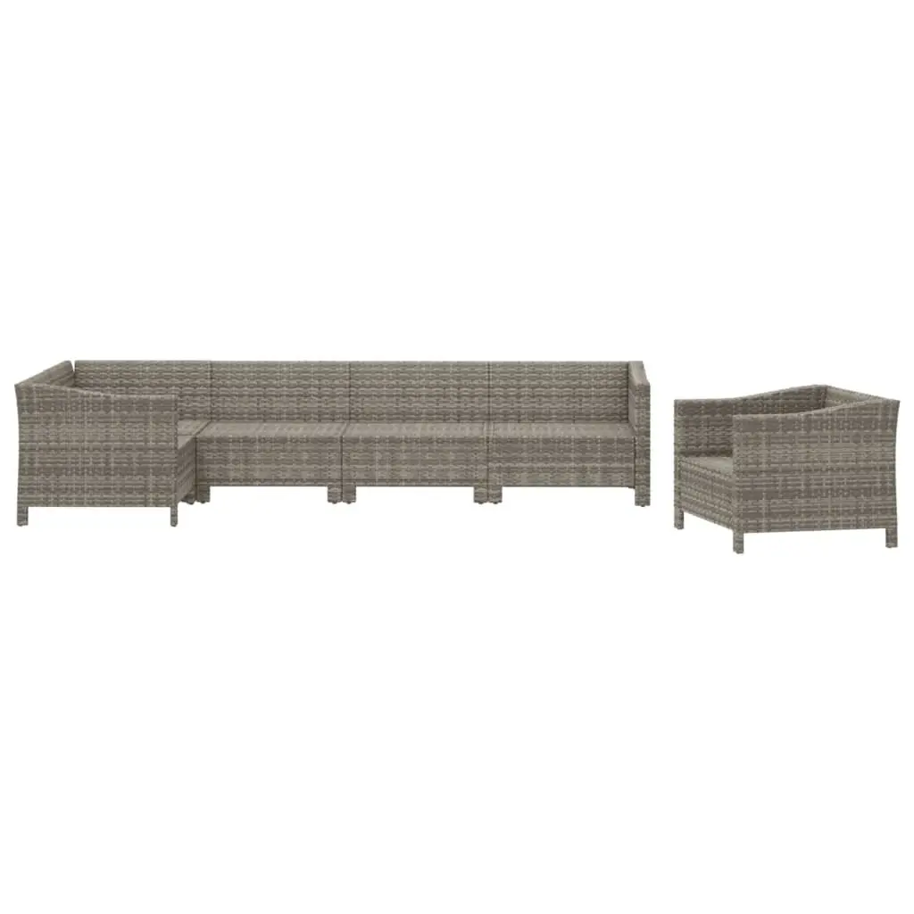 Garden Lounge Set 6 Piece Outdoor Furniture Grey Poly Rattan