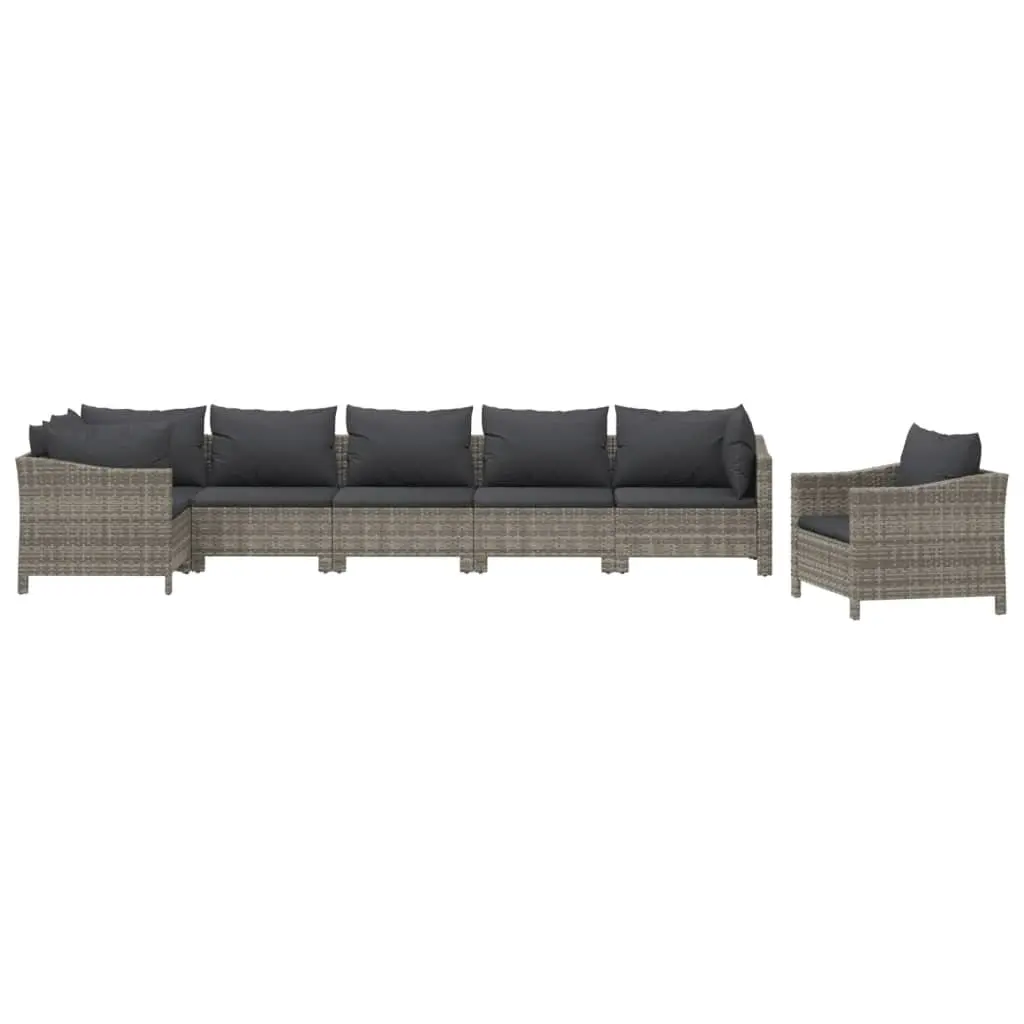 Garden Lounge Set Outdoor Furniture 7 Piece Grey Poly Rattan