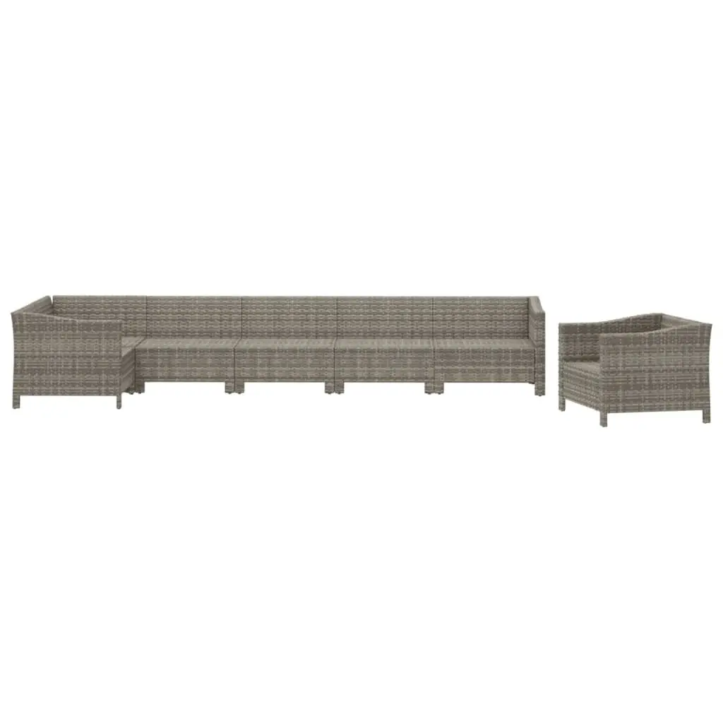 Garden Lounge Set Outdoor Furniture 7 Piece Grey Poly Rattan
