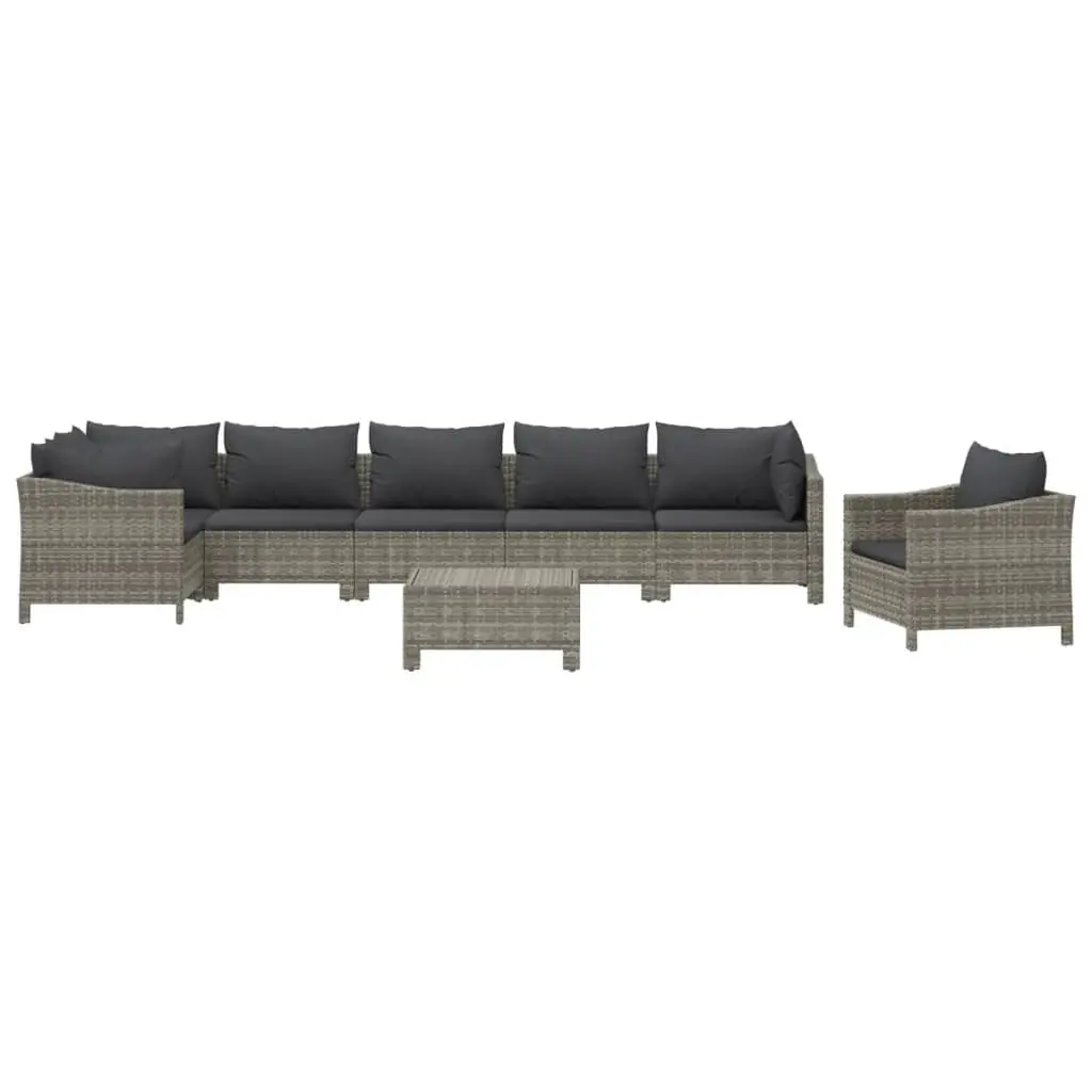 Garden Lounge Set Outdoor Furniture 8 Piece Grey Poly Rattan Modular Cushions