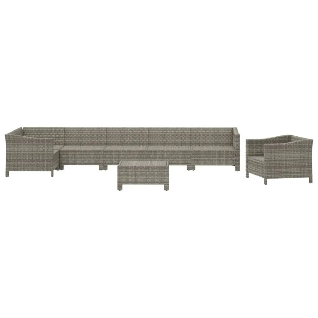 Garden Lounge Set Outdoor Furniture 8 Piece Grey Poly Rattan Modular Cushions