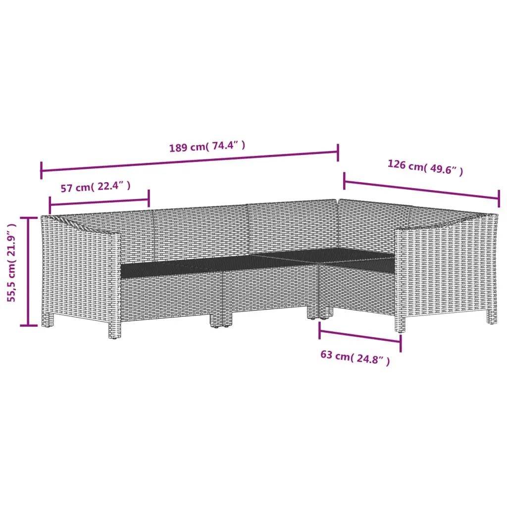 Garden Lounge Set Outdoor Furniture 8 Piece Grey Poly Rattan Modular Cushions