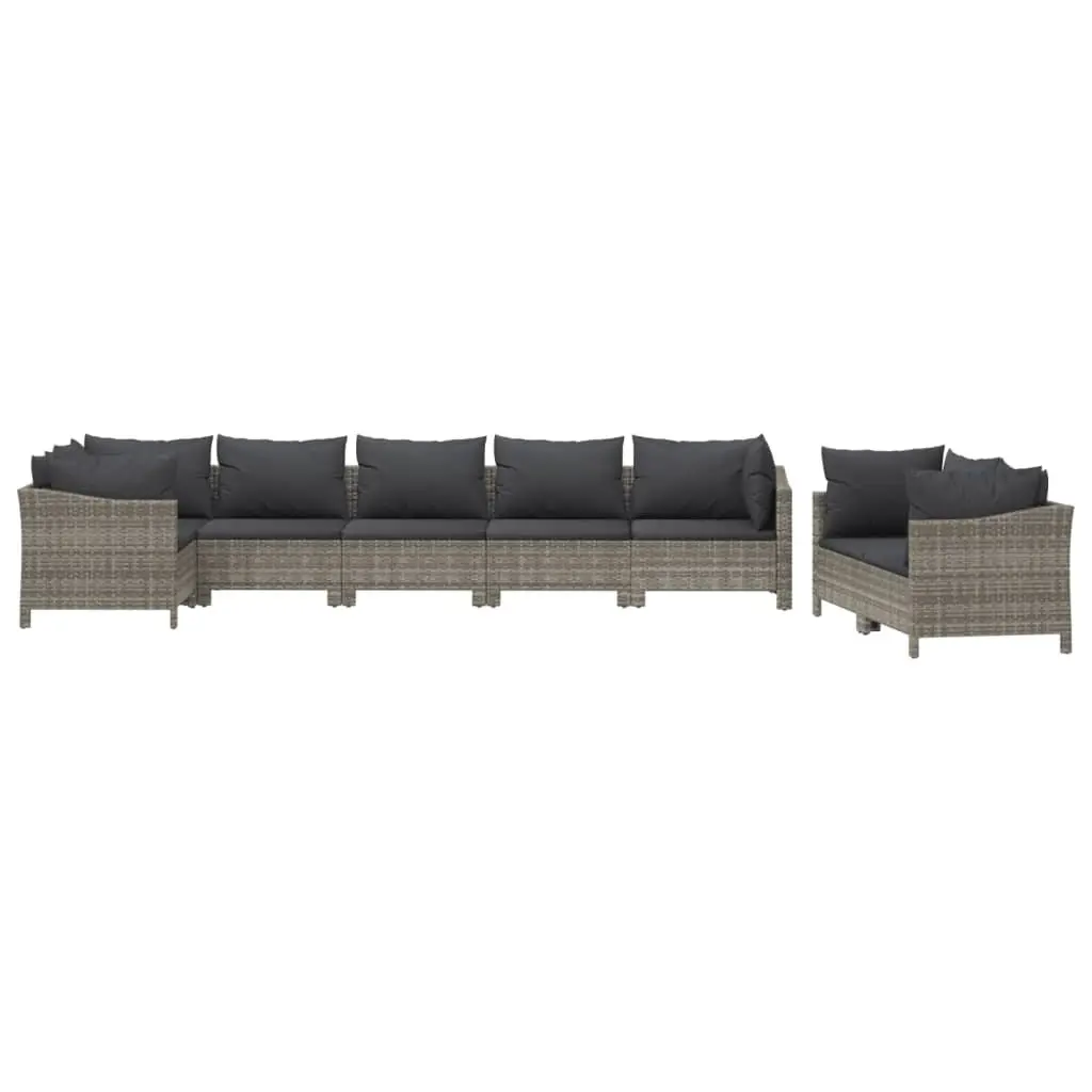 Garden Lounge Set 8 Piece Outdoor Furniture Grey Poly Rattan Modular