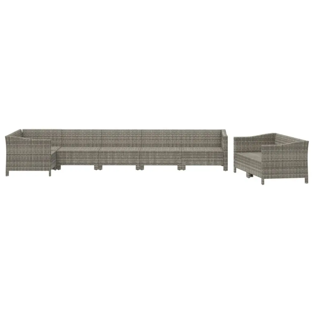 Garden Lounge Set 8 Piece Outdoor Furniture Grey Poly Rattan Modular