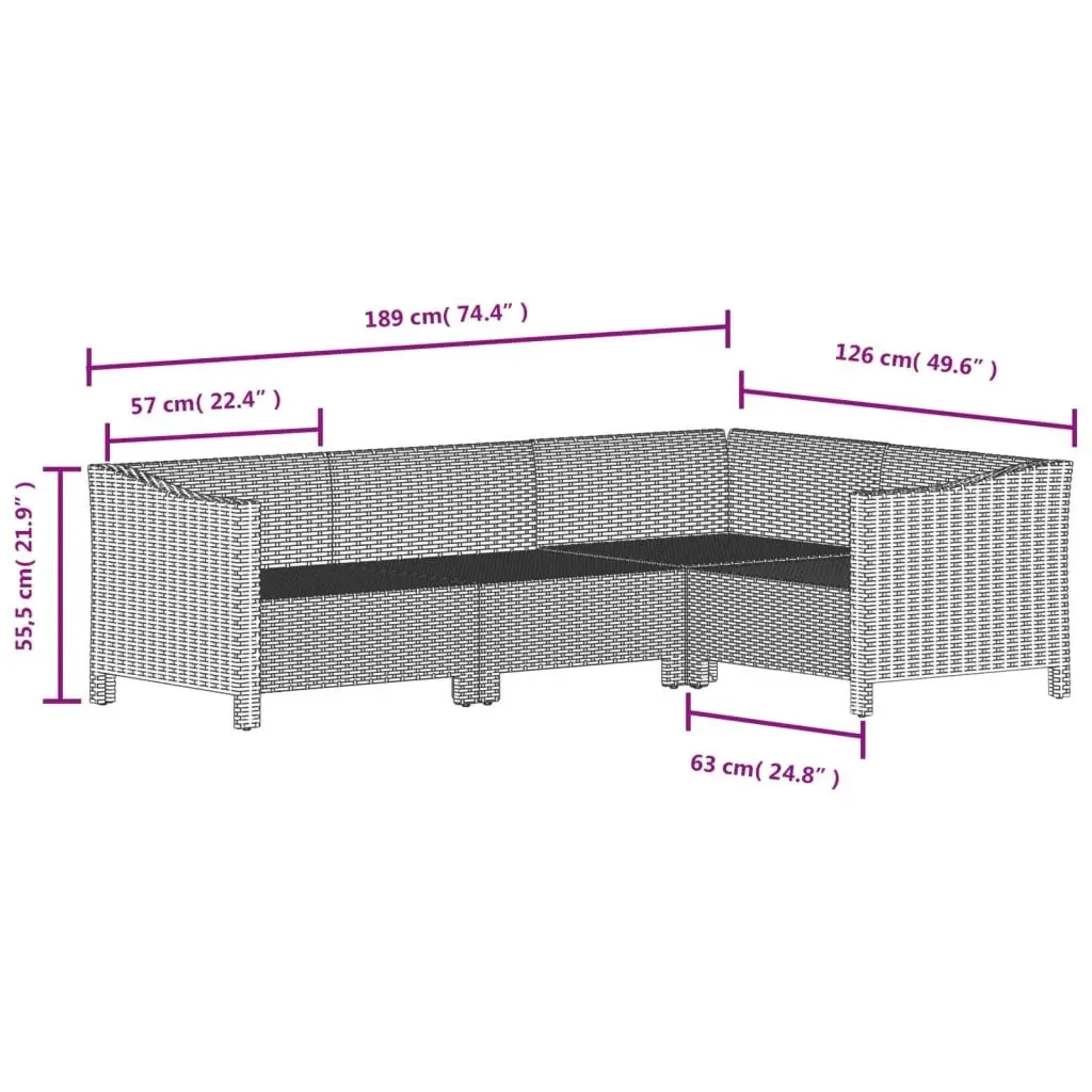 Garden Lounge Set 8 Piece Outdoor Furniture Grey Poly Rattan Modular