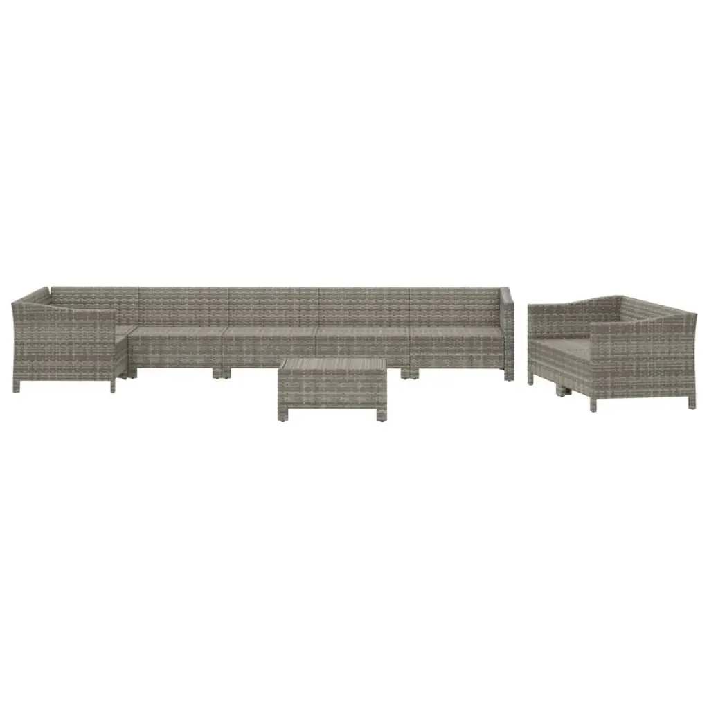 Garden Lounge Set Outdoor Furniture Modular 9 Piece Grey Poly Rattan Cushions