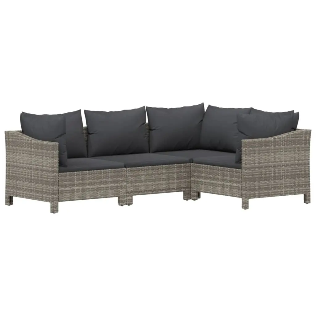 Garden Lounge Set Outdoor Furniture Modular 9 Piece Grey Poly Rattan Cushions