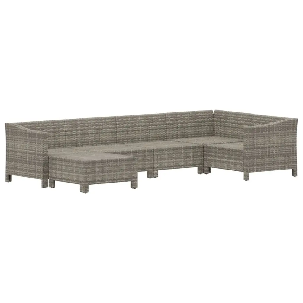 Outdoor Furniture Modular Garden Lounge Set 6 Piece Grey Poly Rattan with Cushions