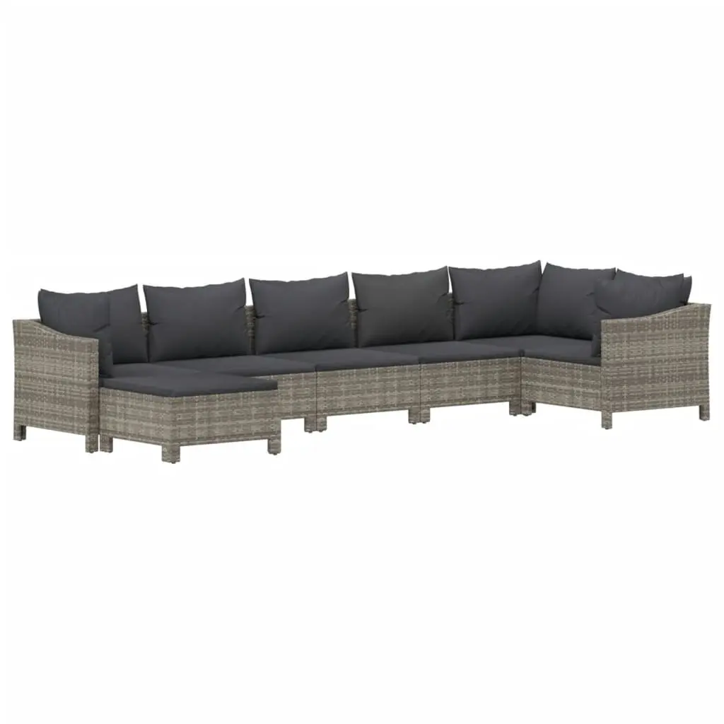 7 Piece Garden Lounge Set Outdoor Patio Furniture Grey Cushions