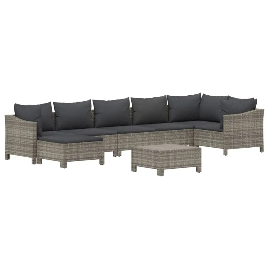 8 Piece Modular Garden Lounge Set for Outdoor Use Grey PE Rattan with Cushions