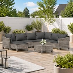 8 Piece Garden Lounge Set - Poly Rattan & Steel Frame