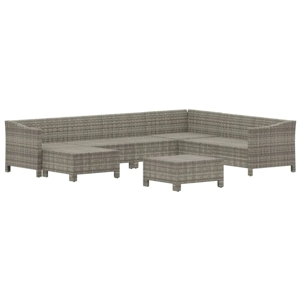 Garden Lounge Set 8 Piece Outdoor Furniture Grey Poly Rattan with Cushions
