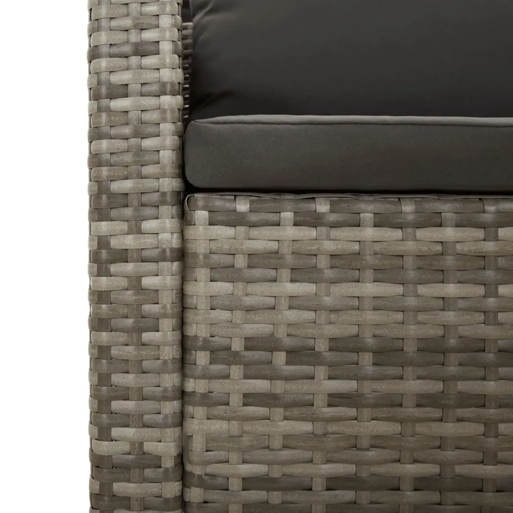 Garden Lounge Set 8 Piece Outdoor Furniture Grey Poly Rattan with Cushions