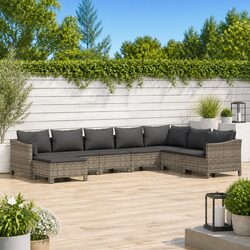 8-Piece Modular Garden Lounge Set: Grey Outdoor Seating