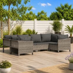 Garden Lounge Set: 6-Piece Modular Grey Furniture