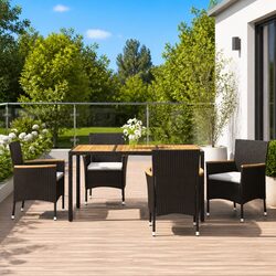 5 Piece Outdoor Dining Set with Solid Acacia Top