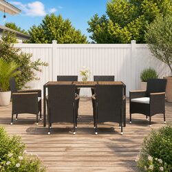 7 Piece Outdoor Dining Set: Black - Specs and Features