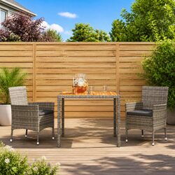 Specifications for 3-Piece Outdoor Dining Set: Grey Rattan